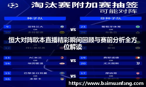 恒大对阵欧本直播精彩瞬间回顾与赛前分析全方位解读